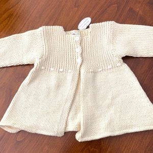 Hand knit organic cotton cardigan sweater